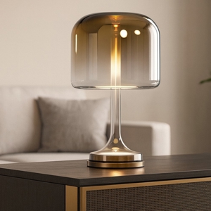 Maytoni spirito lampada da tavolo per salone vetro fume' oro led 18w 3000k dimmerabile