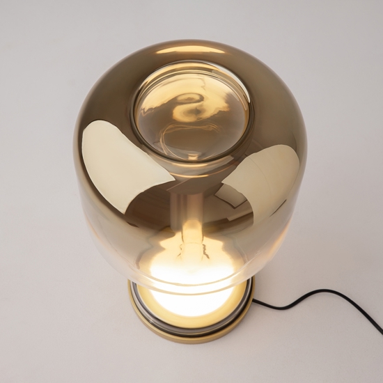 Maytoni spirito lampada da tavolo per salone vetro fume' oro led 18w 3000k dimmerabile