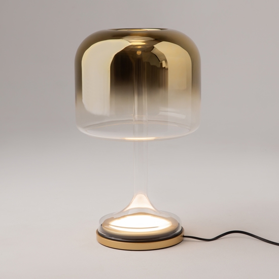 Maytoni spirito lampada da tavolo per salone vetro fume' oro led 18w 3000k dimmerabile