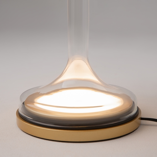 Maytoni spirito lampada da tavolo per salone vetro fume' oro led 18w 3000k dimmerabile