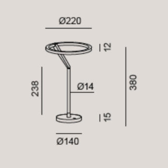 Lampada nera da tavolo meridiana led 15w 3000k 4000k dimmerabile vivida