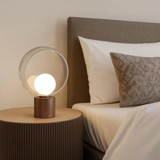 Lampada da comodino vivida cosmit marrone design moderna