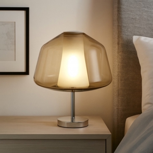 Toplight abat-jour da comodino vetro ambra cromo design moderna