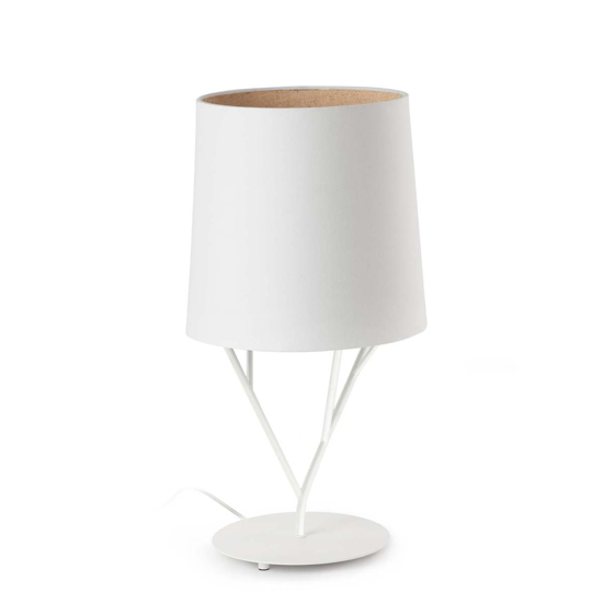 Lampada da tavolo moderna bianca paralume tessuto
