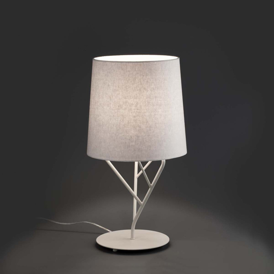 Lampada da tavolo moderna bianca paralume tessuto