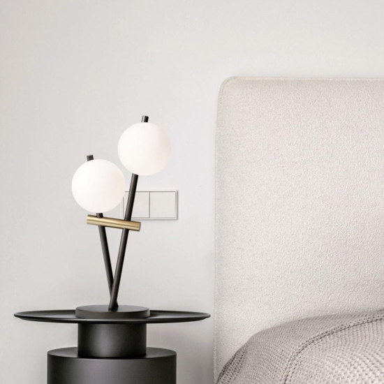 Lampada da tavolo miloox kika due luci nera e oro moderna