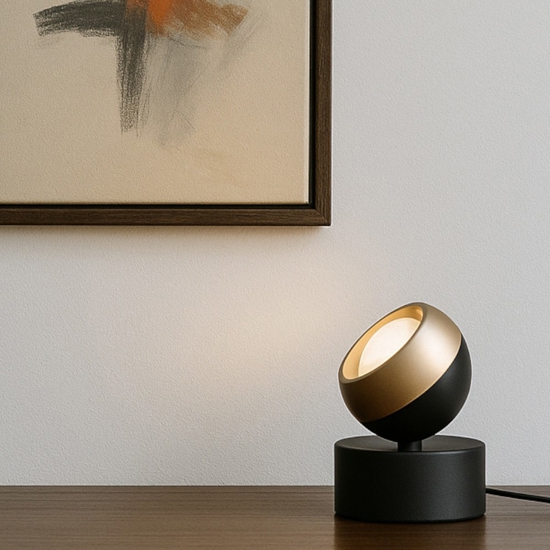Lampada da tavolo per illuminare quadri nero caffe orientabile led 5w cct dimmerabile