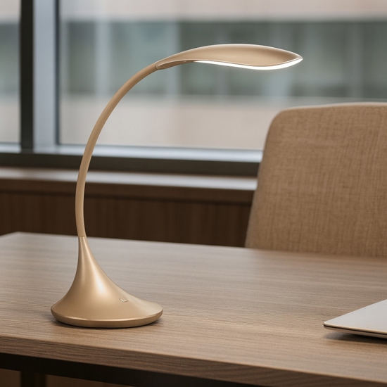 Lampada da scrivania led nunki gea luce oro satinato moderna