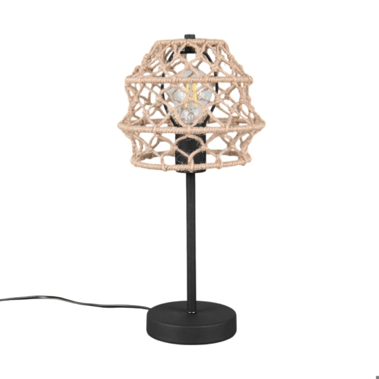 Lampada da tavolo marrone con paralume in canapa Lampada da tavolo marrone con paralume in canapa