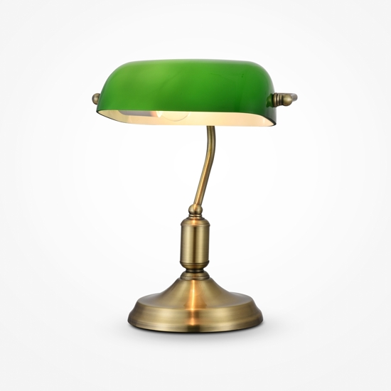 Lampada da scrivania kiwi churchill oro brunito vetro verde maytoni