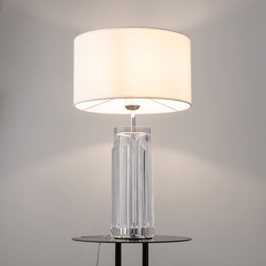Maytoni lampada da tavolo muse per salone moderna cromo base in vetro