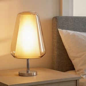 Abat-jour da comodino toplight moderna cromo vetro ambra