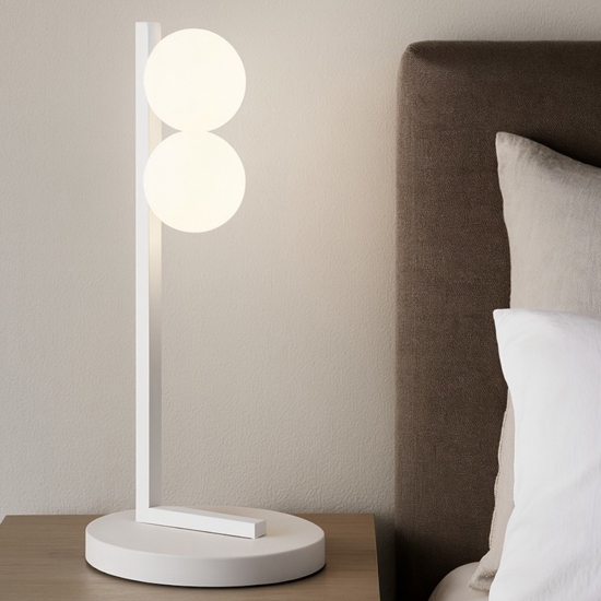 Ideal lux ping pong abat jour lampada da comodino bianca led 6w 300k
