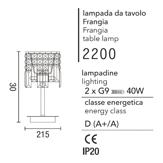 Lume lampada da comodino cromo cristalli affralux frangia