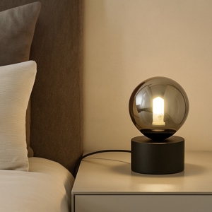 Visualizza i dettagli per Ideal lux perlage tl1 abat-jour nera sfera fume' da comodino Ideal lux perlage tl1 abat-jour nera sfera fume' da comodino