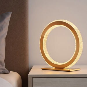 Abat-jour lampada comodino anello oro per camera da letto contemporanea
