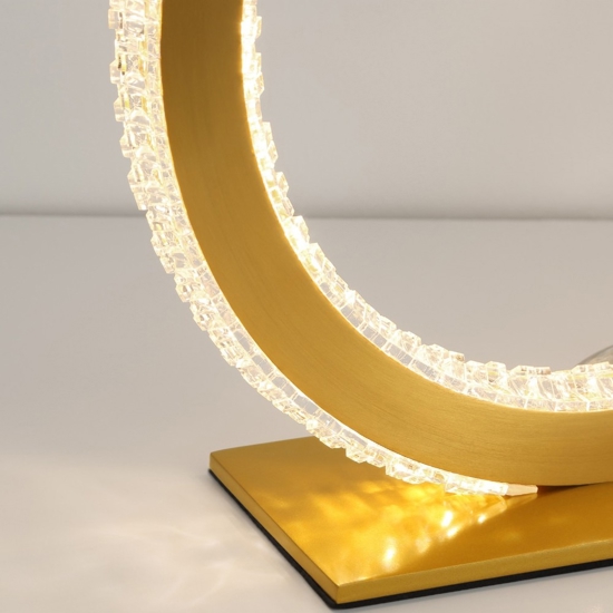 Abat-jour lampada comodino anello oro per camera da letto contemporanea