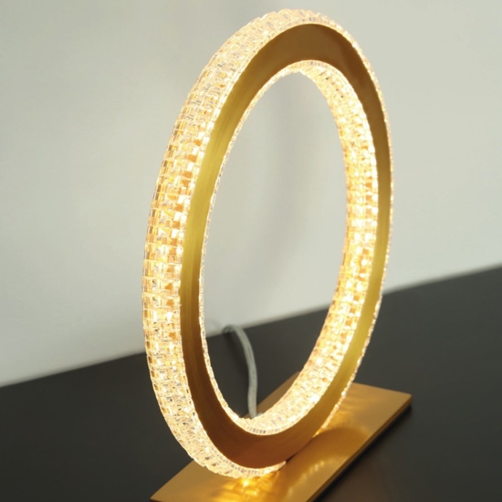 Abat-jour lampada comodino anello oro per camera da letto contemporanea