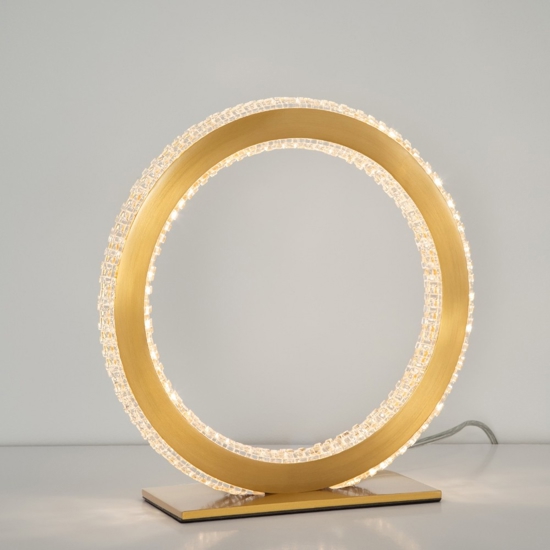 Abat-jour lampada comodino anello oro per camera da letto contemporanea