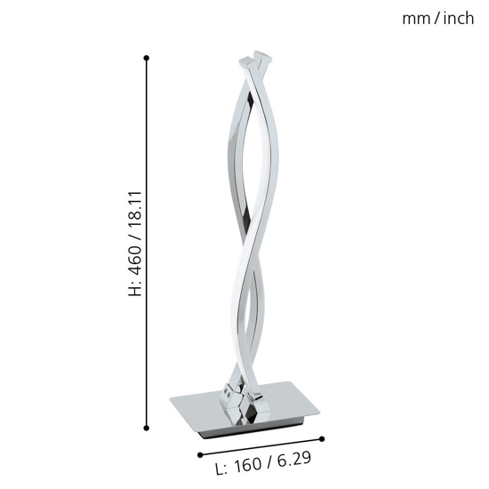 Lasana eglo lampada design da tavolo moderna led 10w 3000k cromo