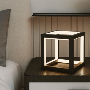 Lampada da comodino moderna cubo nero led dimmerabile