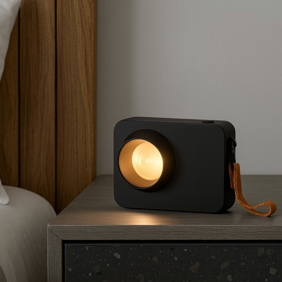 Abat-jour macchina fotografica portatile nera moderna Abat-jour macchina fotografica portatile nera moderna