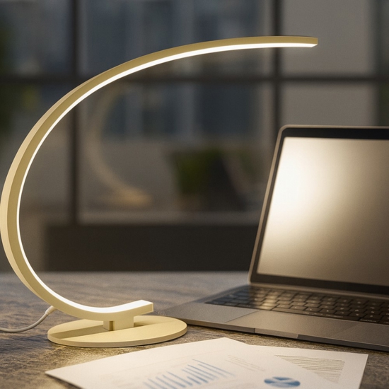 Lampada da scrivania design moderna oro led 12w 3000k iole gea luce Lampada da scrivania design moderna oro led 12w 3000k iole gea luce
