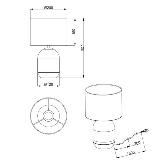 Abat-jour per camera da letto paralume vimini vetro fume e27 h32 Abat-jour per camera da letto paralume vimini vetro fume e27 h32