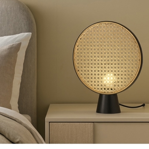 Abat-jour da conodino camera da letto rattan naturale