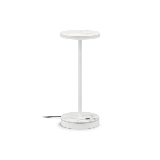 Linea light gemini tab lampada da tavolino portatile effetto marmo bianco