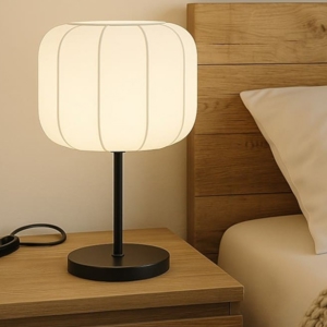 Abat-jour per camera da letto moderna nera paralume in tessuto