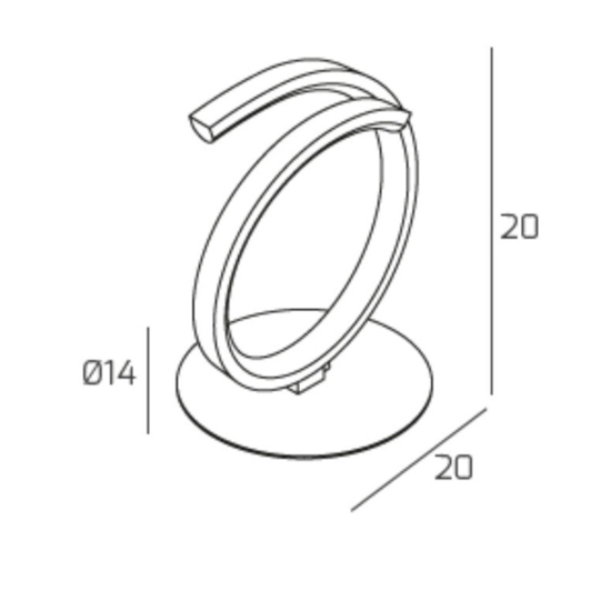 Lampada da comodino moderna oro toplight tornado 12w led 3000k 4000k