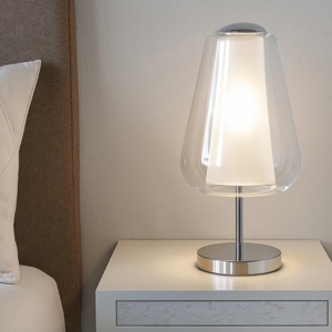 Visualizza i dettagli per Lampada abat-jour per camera da letto da comodino cromo trasparente Lampada abat-jour per camera da letto da comodino cromo trasparente