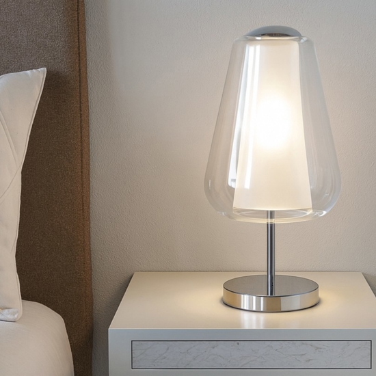 Lampada abat-jour per camera da letto da comodino cromo trasparente