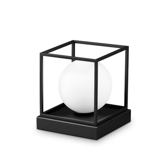 Ideal lux lingotto tl1 small abat-jour da comodino nero boccia vetro bianca
