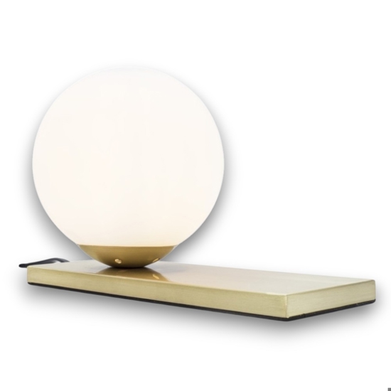 Abat-jour lampada da comodino oro sfera bianca moderna