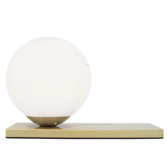 Abat-jour lampada da comodino oro sfera bianca moderna