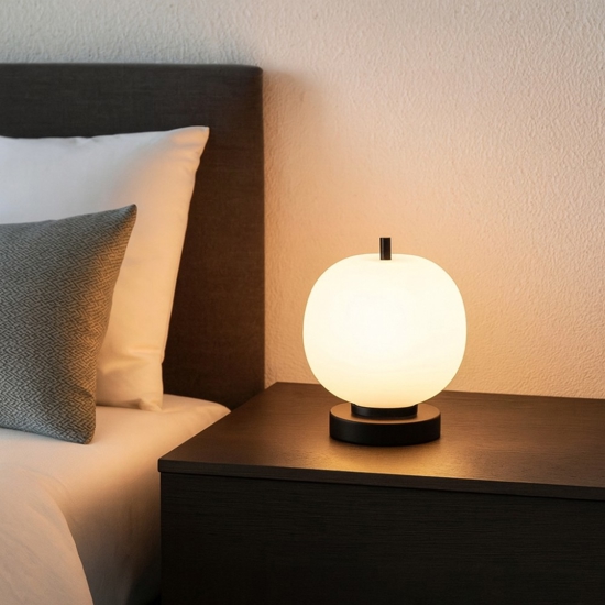 Lampada da comodino moderna nera per camera da letto