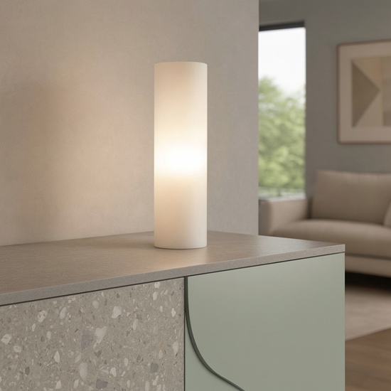 Edo tl1 big lampada da tavolo cilindro vetro bianco ideal lux