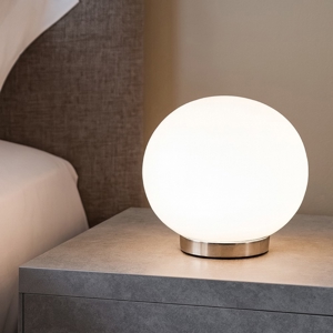 Visualizza i dettagli per Lampada da comodino moderna boccia vetro bianco per camera da letto Lampada da comodino moderna boccia vetro bianco per camera da letto