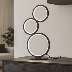 Lampada da tavolo moderna nera cerchi led 17w 3000k