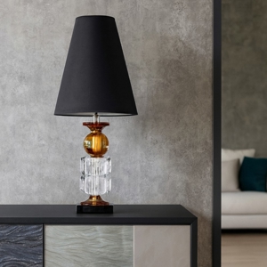 Lampada da tavolo in cristallo paralume nero