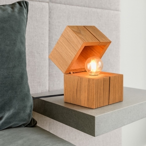 Abat-jour da comodino cubo in legno led 2700k