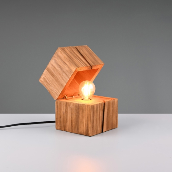 Abat-jour da comodino cubo in legno led 2700k