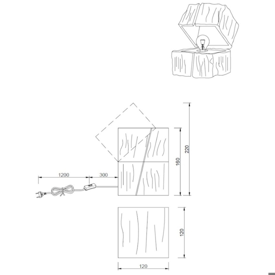 Abat-jour da comodino cubo in legno led 2700k