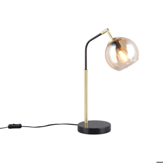 Lampada da tavolo orientabile nero oro base effetto marmo