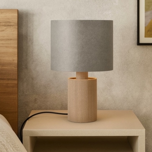 Lampada da comodino con base in bambu per camera da letto