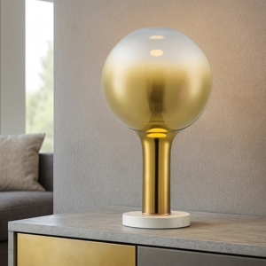 Lampada da tavolo led design moderna sfera vetro oro