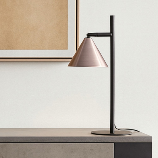 Lampada da tavolo moderna colore nero e oro rosa