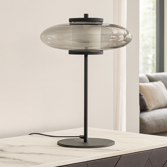 Lampada da tavolo led 8w 3000k in vetro fume design moderna